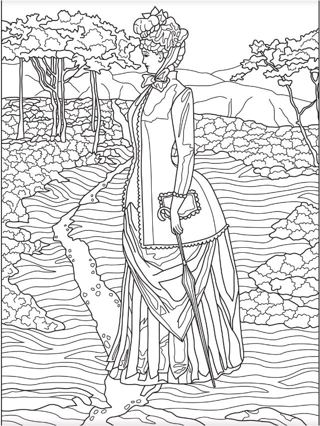 Application Coloriage Gratuit Victorian Woman Coloring Page