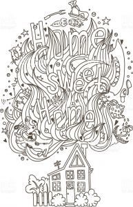 Cahier De Coloriage Pour Adulte Home Sweet Home Décoration Monochrome Pour Adulte Livre De Coloriage