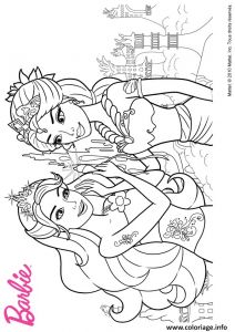 Coloriage Barbie Et son Cheval Coloriage Barbie Et son Amie Sirene Jecolorie