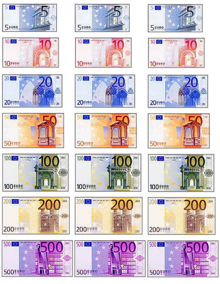 Coloriage Billet Euro Imprimer Des Faux Billets Pour Enfants ass Mat