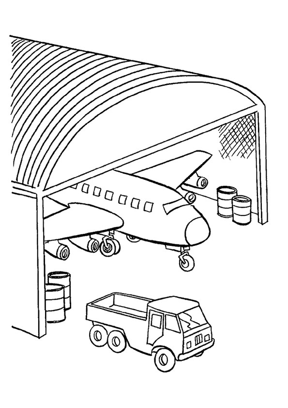 Coloriage Bombardier Coloriage D Un Avion Dans Un Hangar