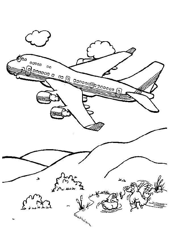 Coloriage Bombardier Coloriage D Un Avion Volant Tr¨s Bas Au Dessus De Deux Petits