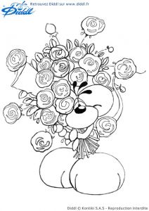 Coloriage Brosse A Dent Diddl La souris Tient Un Bouquet De Fleurs Coloriage Pour Enfants