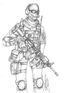 Coloriage Call Of Duty Cod Modern Warfare 2 Ghost by Jellovicious On Deviantart