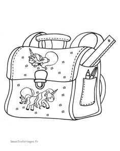 Coloriage Cartable Maternelle Illustration Du Retour   L école D Une Jeune Fille   Colorier