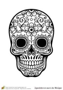Coloriage Cavalière Black & White Sugar Skull Design Skulls Bones Horns