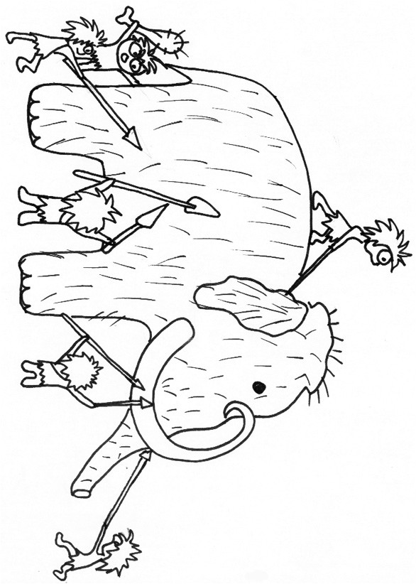 Coloriage Cro Magnon Coloriage Des Hommes De Cro Magnon   La Chasse Au Mammouth