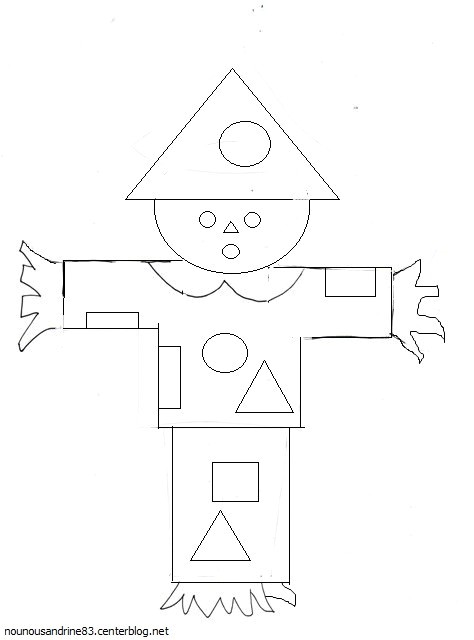 Coloriage De formes Géométriques En Maternelle Activité Manuelle formes Géométriques épouvantail