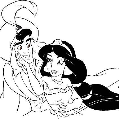 Coloriage De Jasmine Et Aladin Coloriage Princesse Jasmine Et Aladdin