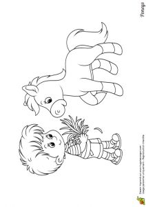 Coloriage De Nourriture Dessin Colorier D Un Petit Gar§on Entrain De Nourrir son Poney