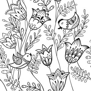 Coloriage De Printemps A Imprimer Gratuit Printemps Oiseau Coloriage