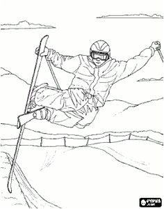Coloriage De Skieur Image D Un Skieur Bien équipé Réalisant Une Belle Figure   Colorier