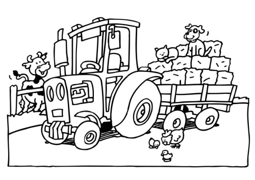 Coloriage De Tracteur Agricole A Imprimer Coloriage Tracteur Et Remorque