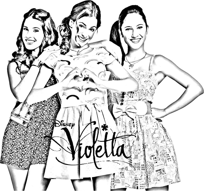 Coloriage De Violetta En Ligne Coloriage A Imprimer Violetta Francesca Camilla Gratuit Et Colorier