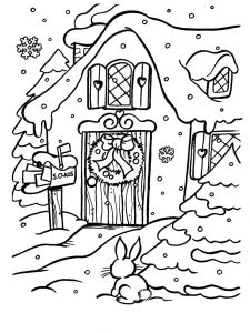 Coloriage Denoel Front Of Christmas Cottage Coloring Page Christmas