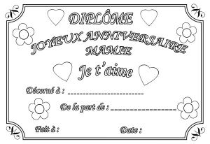 Coloriage Diplome Dela Meilleure Maman Coloriage Dipl´me Anniversaire Mamie Et Grand M¨re
