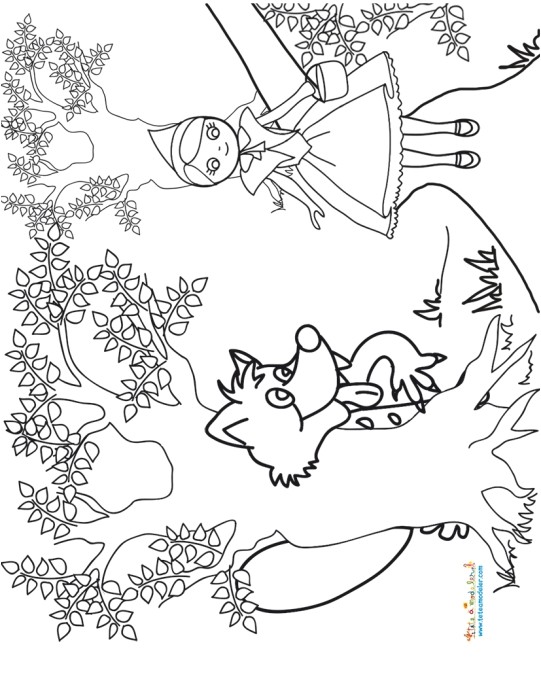 Coloriage Du Petit Chaperon Rouge Le Loup Guette Le Petit Chaperon Rouge Coloriages Du Petit