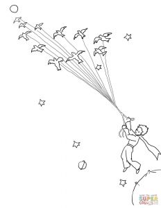 Coloriage Du Petit Prince Little Prince Leave His Planet with Migrating Birds