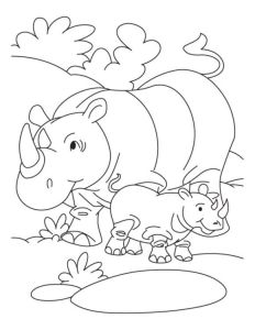 Coloriage Enfants 2 Ans Rhino and Her Baby Free Animal Coloring Pages Kleurplaat