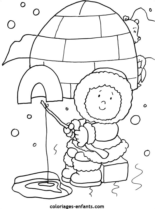 Coloriage-enfants.com Coloriages Esquimaux January Snow Pinterest