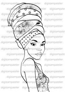 Coloriage Femme Africaine African Beauty Instant Download Digital Digi Stamps