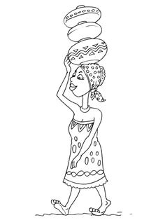 Coloriage Femme Africaine Dessin D Un Village Africain Perdu Dans La forªt   Colorier