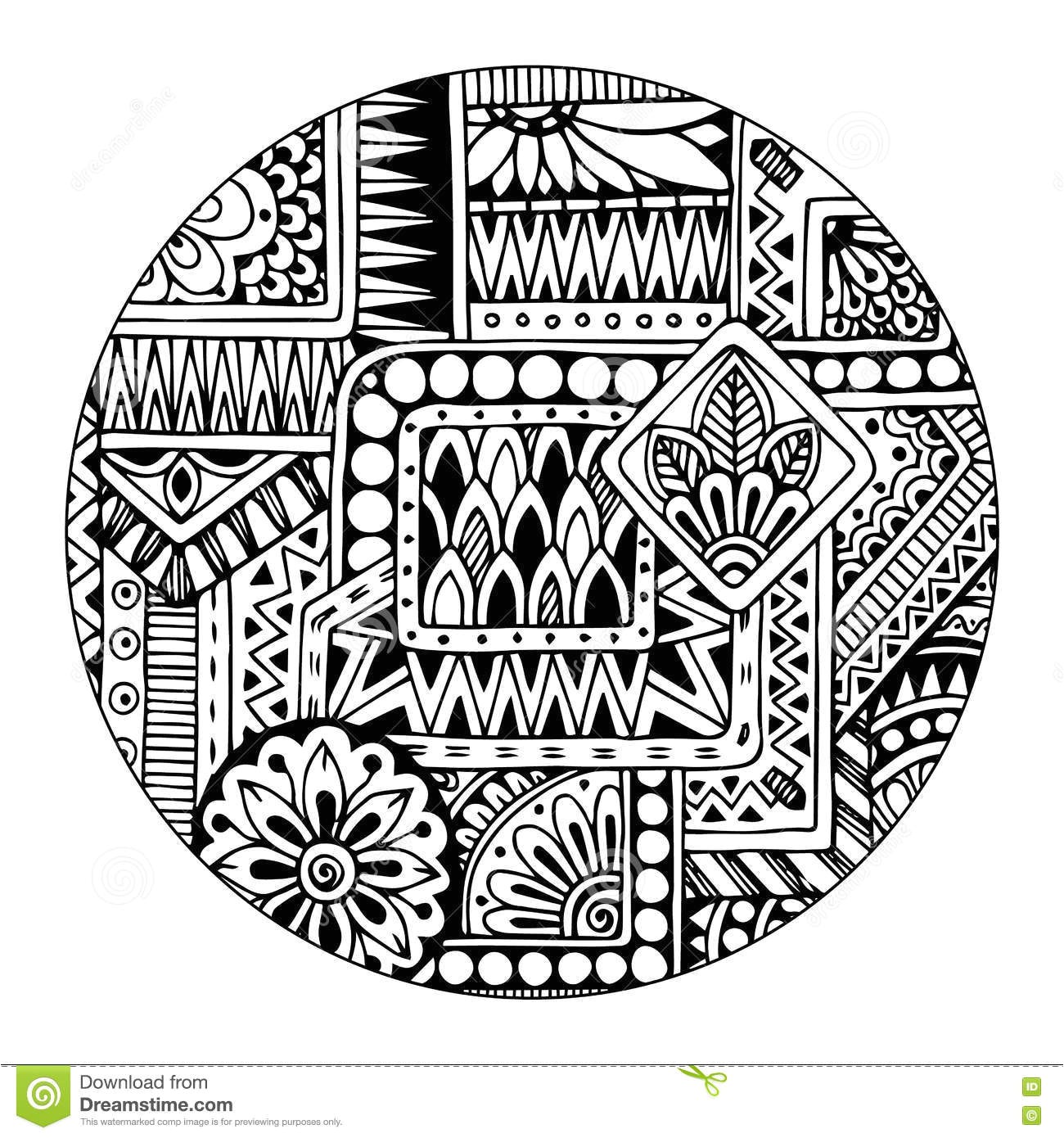 Coloriage Géométrique Adulte Mandala Blanc Sur Fond Noir