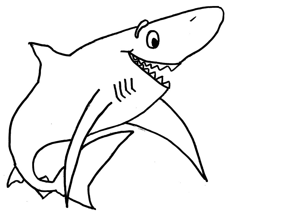Coloriage Grand Requin Blanc Dessin Animé Pieuvre Az Coloriage