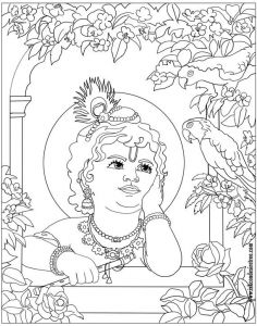 Coloriage Hindou Shri Krishna Janmashtami Coloring Printable Pages for Kids