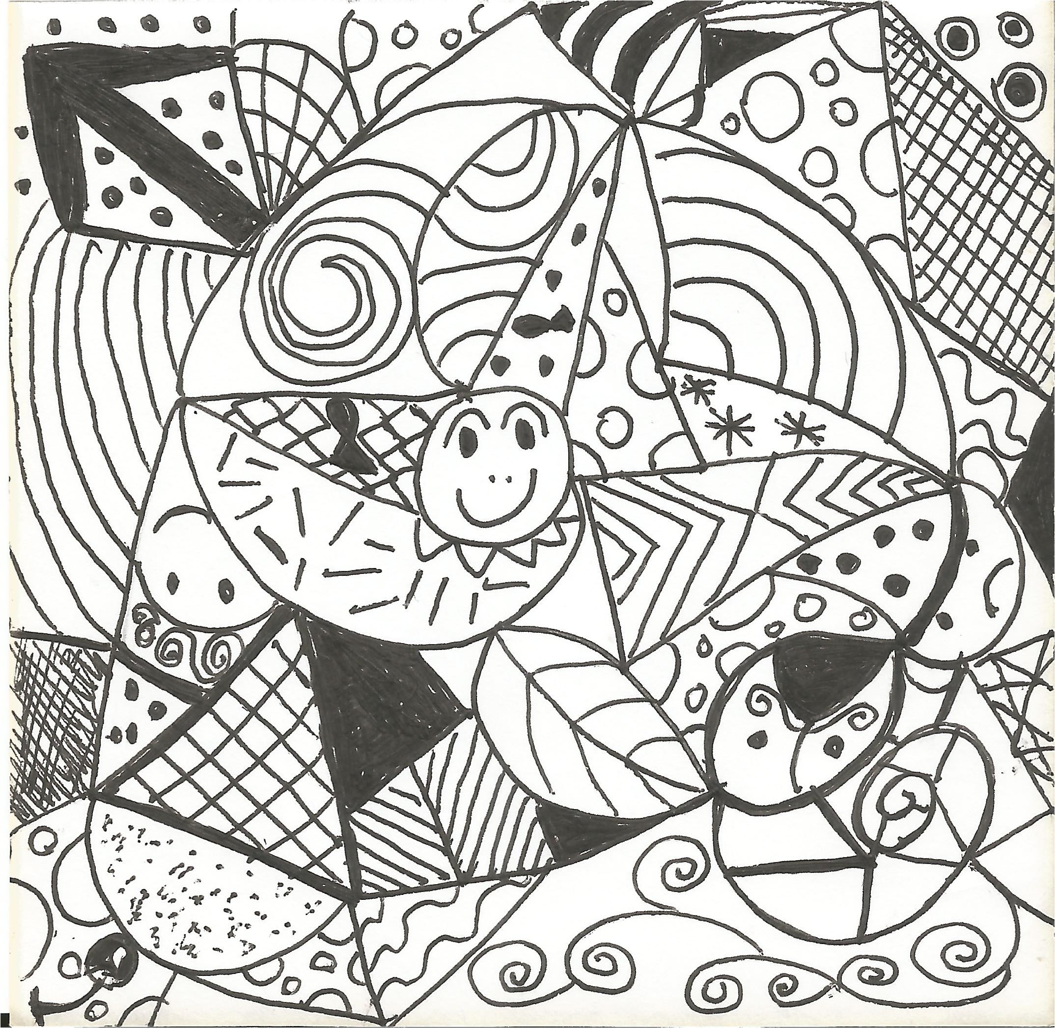 Coloriage Illusion D Optique Zen Doodle Ou Gribouillages Et Dessins   Illusion D Optique Pré