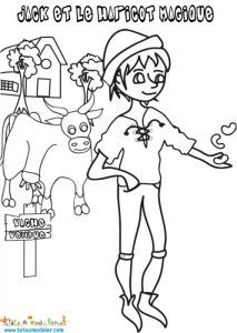 Coloriage Jack Et Le Haricot Magique Jack Vend Sa Vache Contre Des Haricots Magiques Coloriages De Jack
