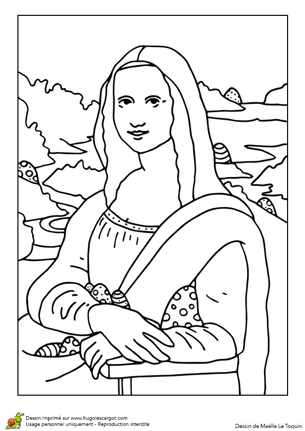 Coloriage La Joconde Coloriage Åufs De P¢ques Cachés Dans Le Tableau De La Joconde