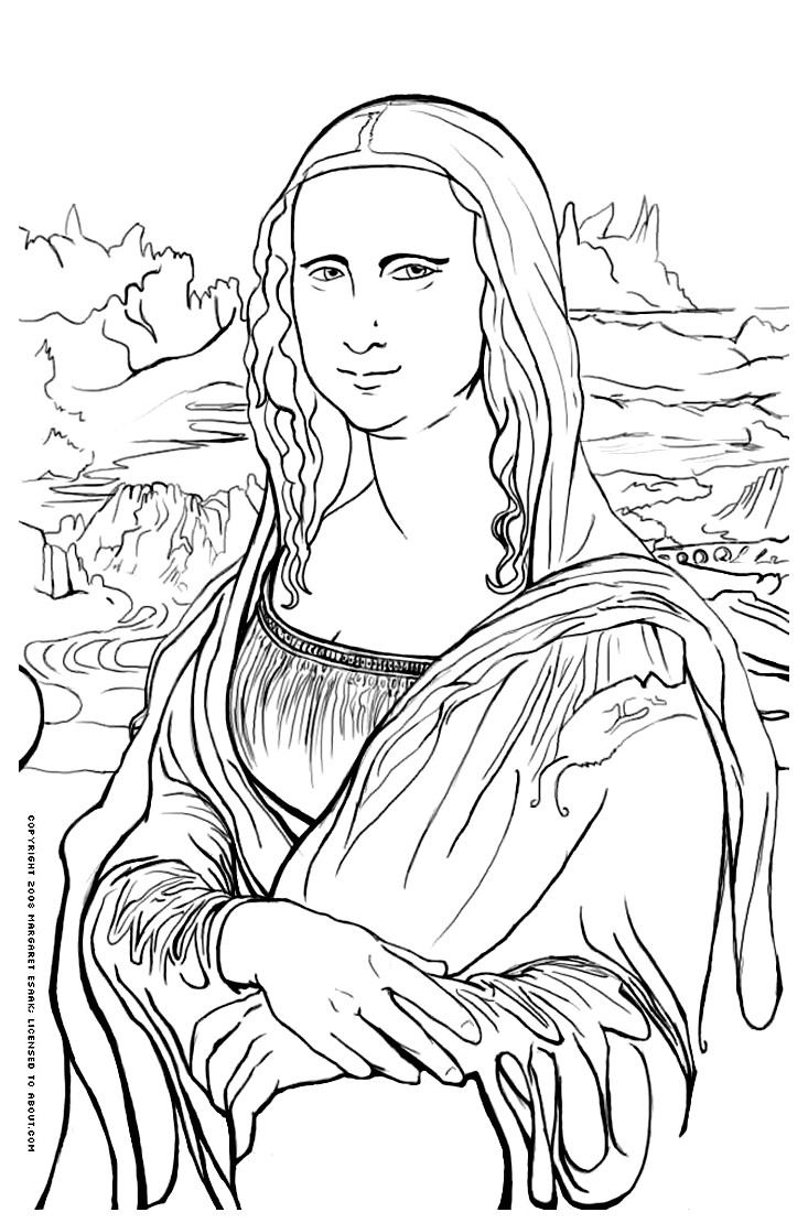 Coloriage La Joconde Mona Lisa Coloring Page Coloriage Leonard De Vinci La Joconde