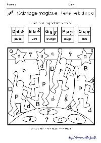 Coloriage Magique Arlequin Keith Haring Coloriage Magique Sur Les Lettres P Q D B G