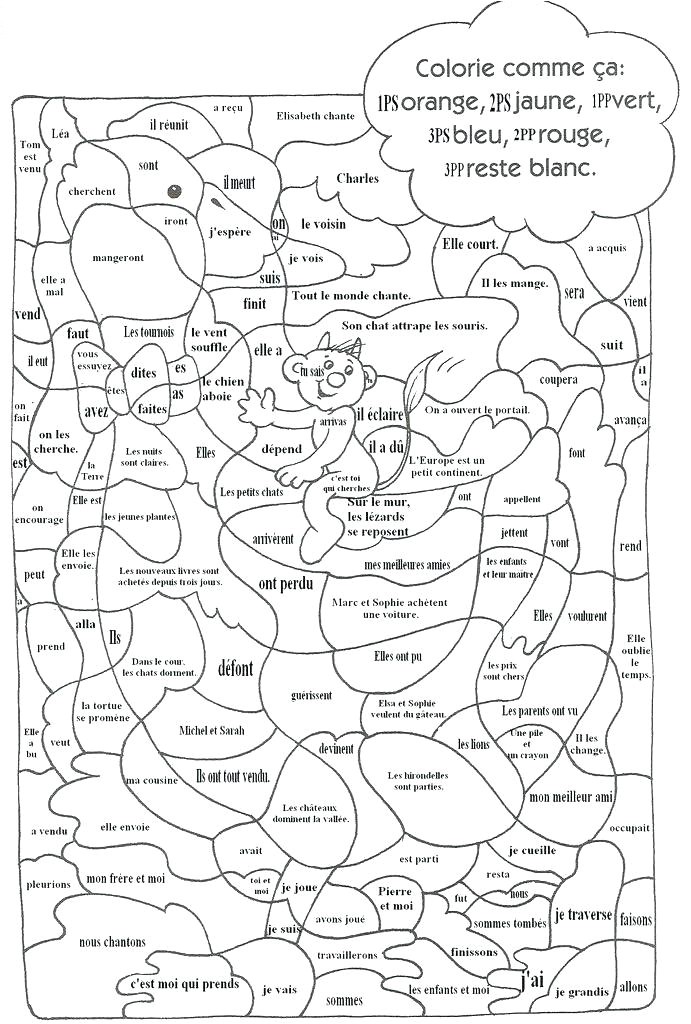 Coloriage Magique Français Cm2 Coloriage Magique Conjugaison Les Personnes Autonomie Multiplication