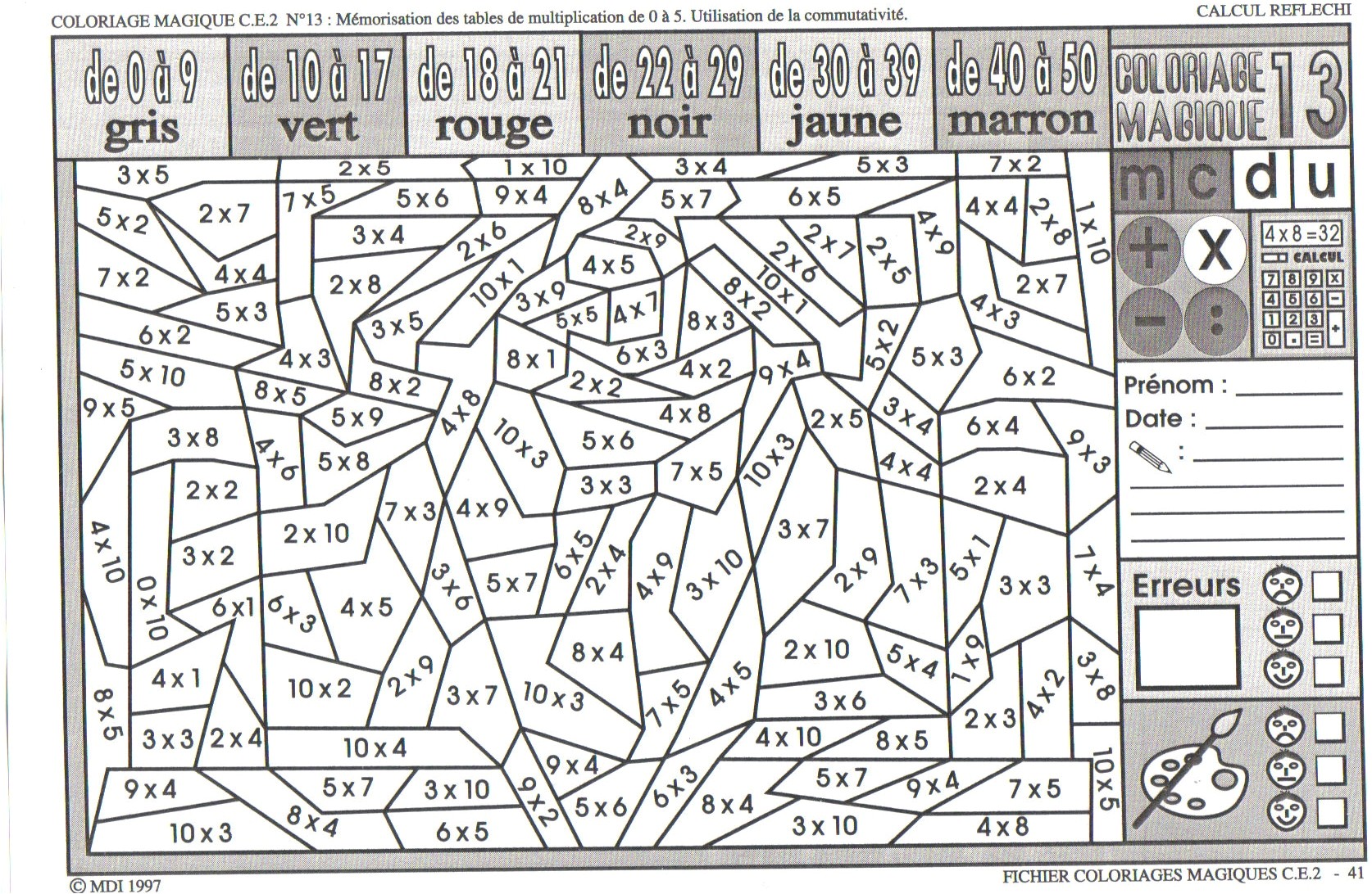 Coloriage Magique Tables De Multiplication Cm2 Coloriage Magique Calcul Ce2 Laspromcloset