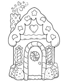 Coloriage Maison Pain D épice Gros Cadeau Noel Coloriage Christmas Coloring Pages