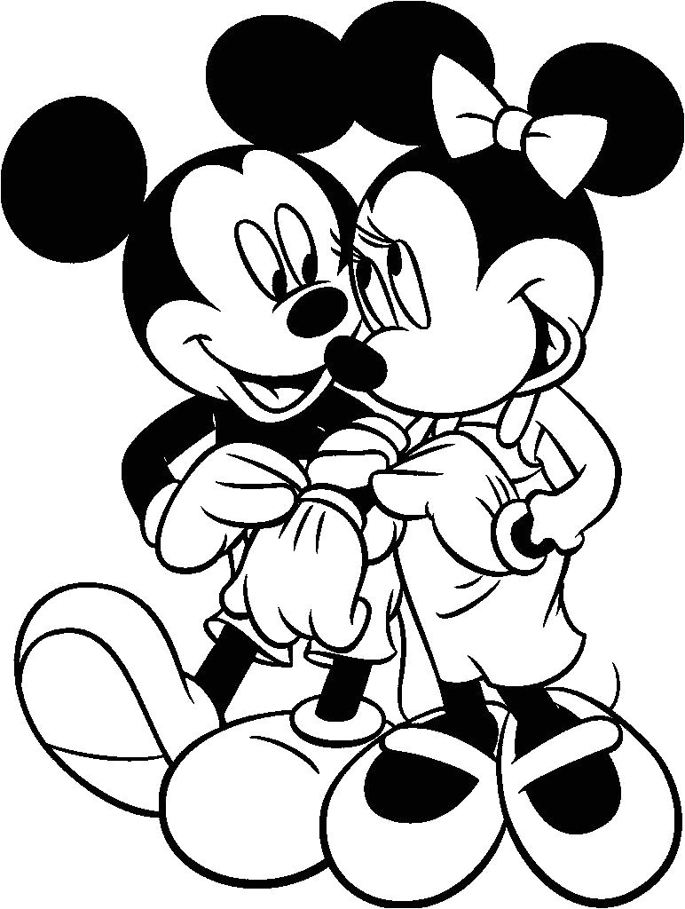 Coloriage Minni Mickey Mouse and Minnie Hand In Hand