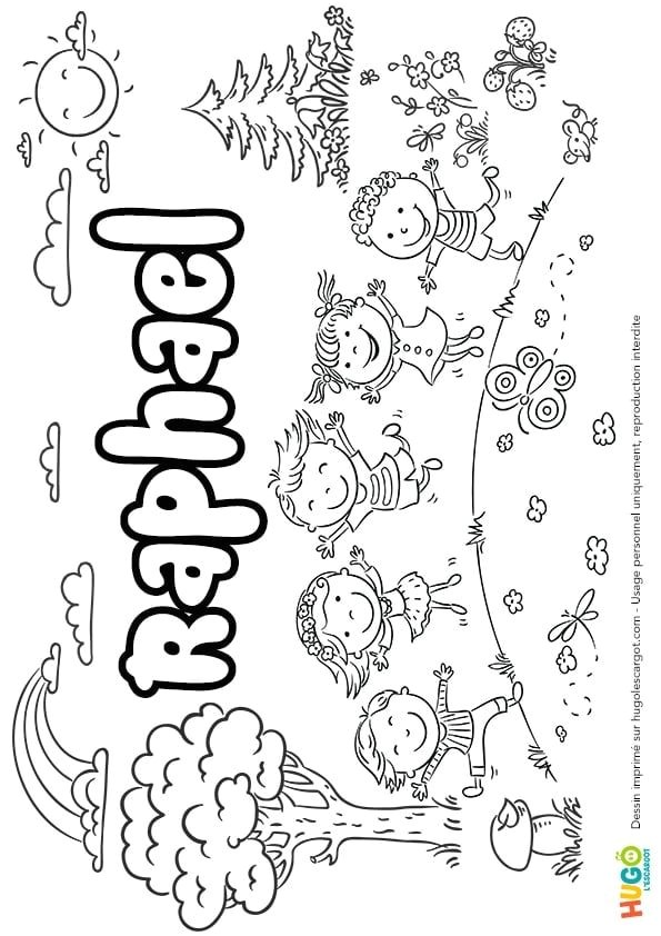 Coloriage Minnie Bébé Coloriage Et Illustration Du Prénom Rapha L Le Prénom Est écrit