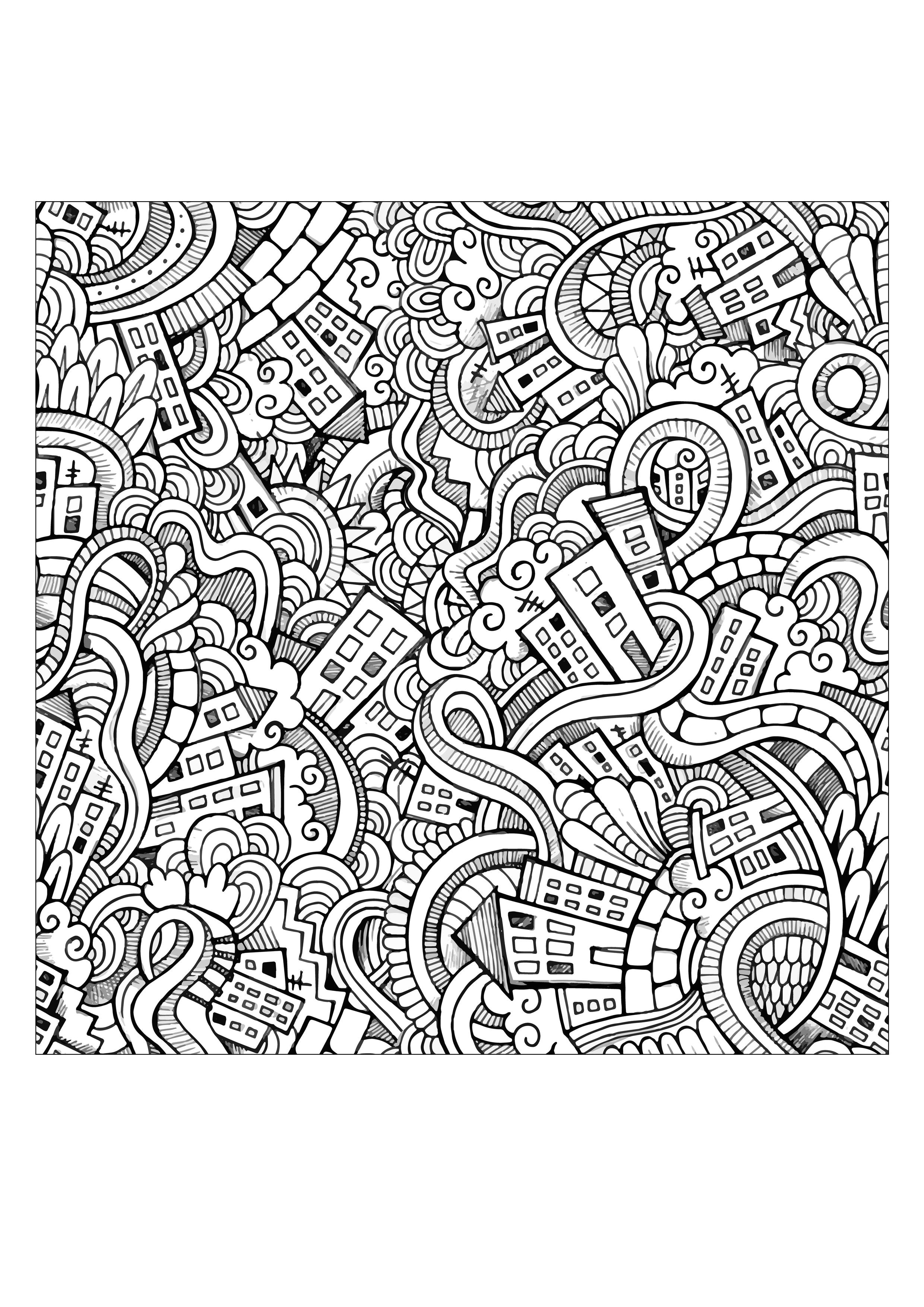 Coloriage Minutieux Free Coloring Page Coloring Adult Incredible City Doodle by Olga