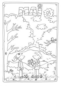 Coloriage Mois De Mai Danger Ecole Avril Samedi Coloriage Mois Mai Du Magique Maternelle
