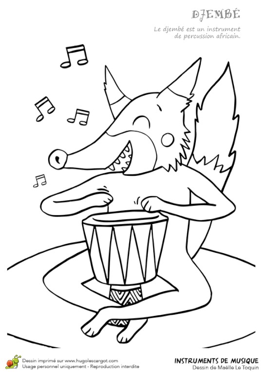 Coloriage orchestre Coloriage Instrument De Musique Typique Le Djembé