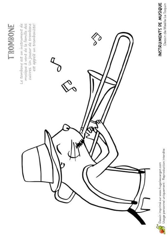 Coloriage orchestre Coloriage Instrument De Musique Typique Le Trombone