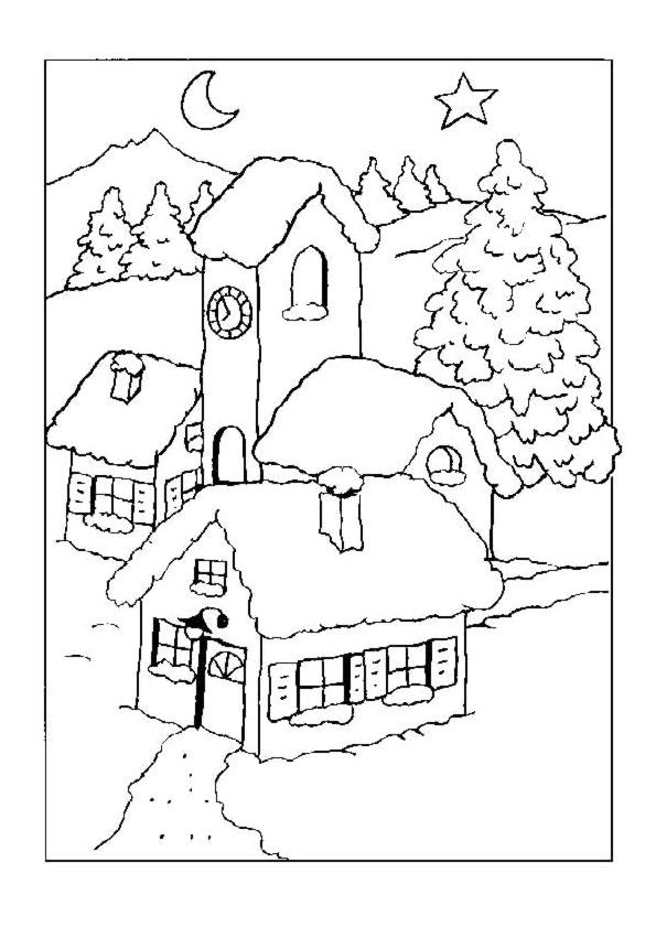 Coloriage Paysage De Noel Les 50 Meilleures Images Du Tableau Coloriages De Maisons Sur