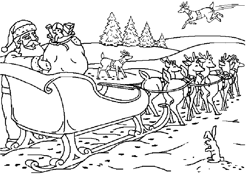 Coloriage Pere Noel Et son Traineau A Imprimer Coloriage Pere Noel Dans son Traineau