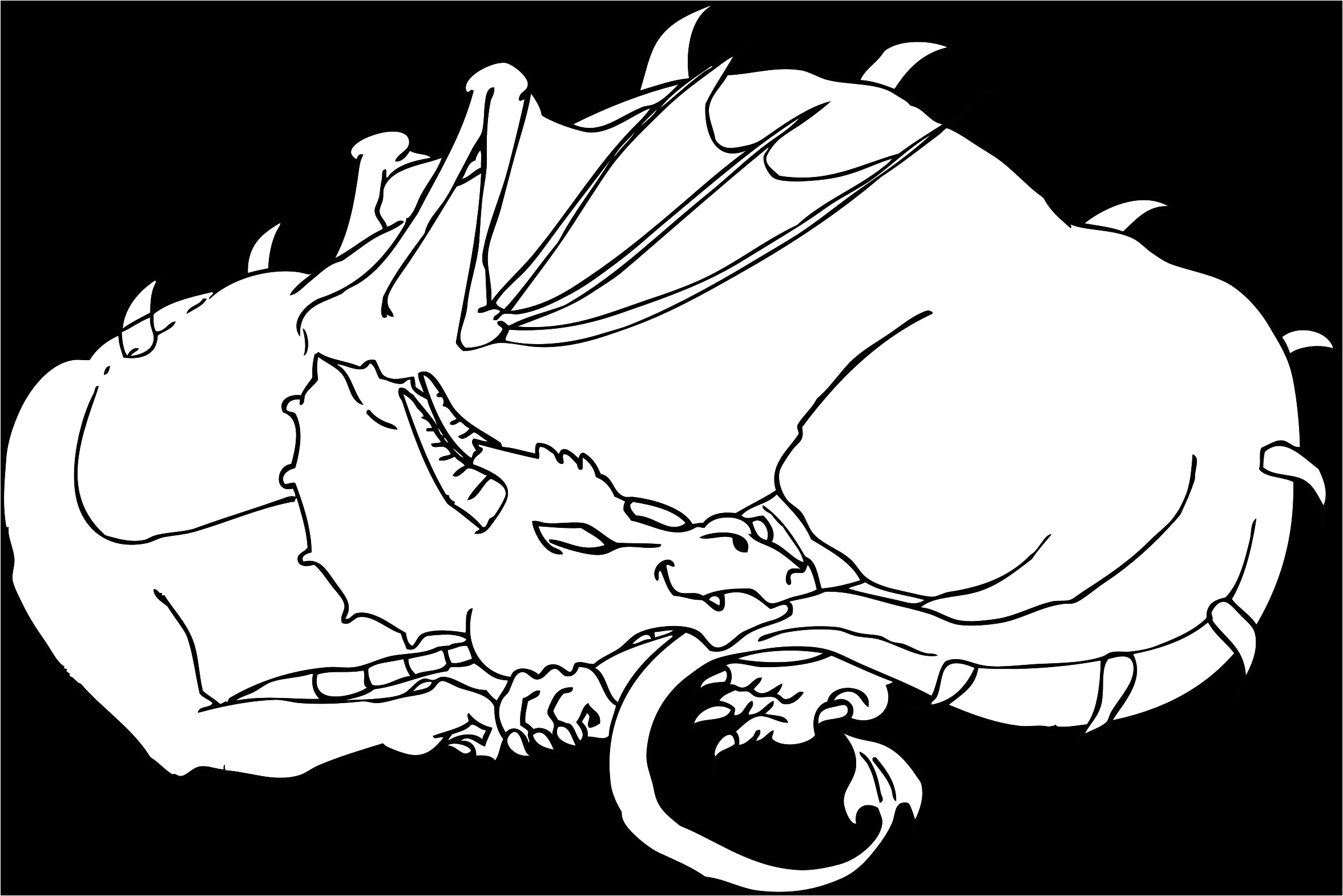 Coloriage Pokémon Légendaire Clipart Sleeping Dragon Line Art