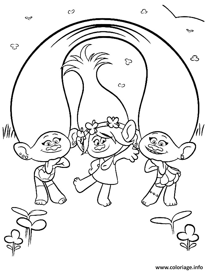 Coloriage Popi Coloriage Poppy with Satin and Chenille From Trolls Dessin