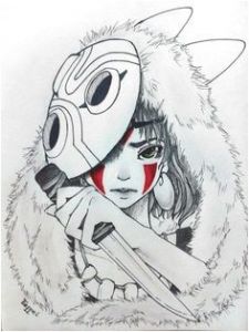 Coloriage Princesse Mononoké Amel Guibet Amelguibet On Pinterest