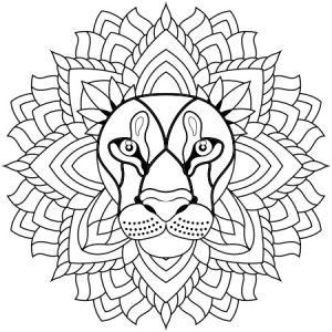 Coloriage Rosace à Imprimer Dessin Mandala Lion A Colorier Coloring Pages
