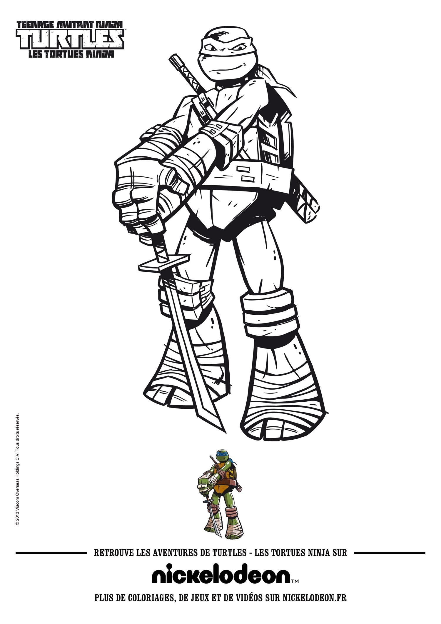 Coloriage tortue Ninja Leonardo tortue Ninja Coloriage Imprimer Leonardo De tortues Ninja Coloriage